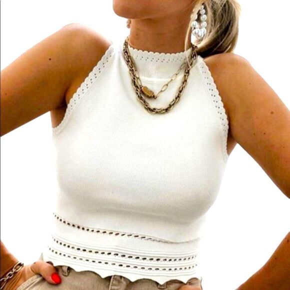 White Soft Knit Tank Top - Picture 1 of 6